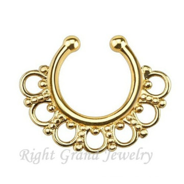 Gold Plated Tribal Brass Indian Fake Septum Nose Ring